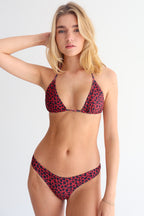 Red Leopard High-Leg Bikini Bottoms