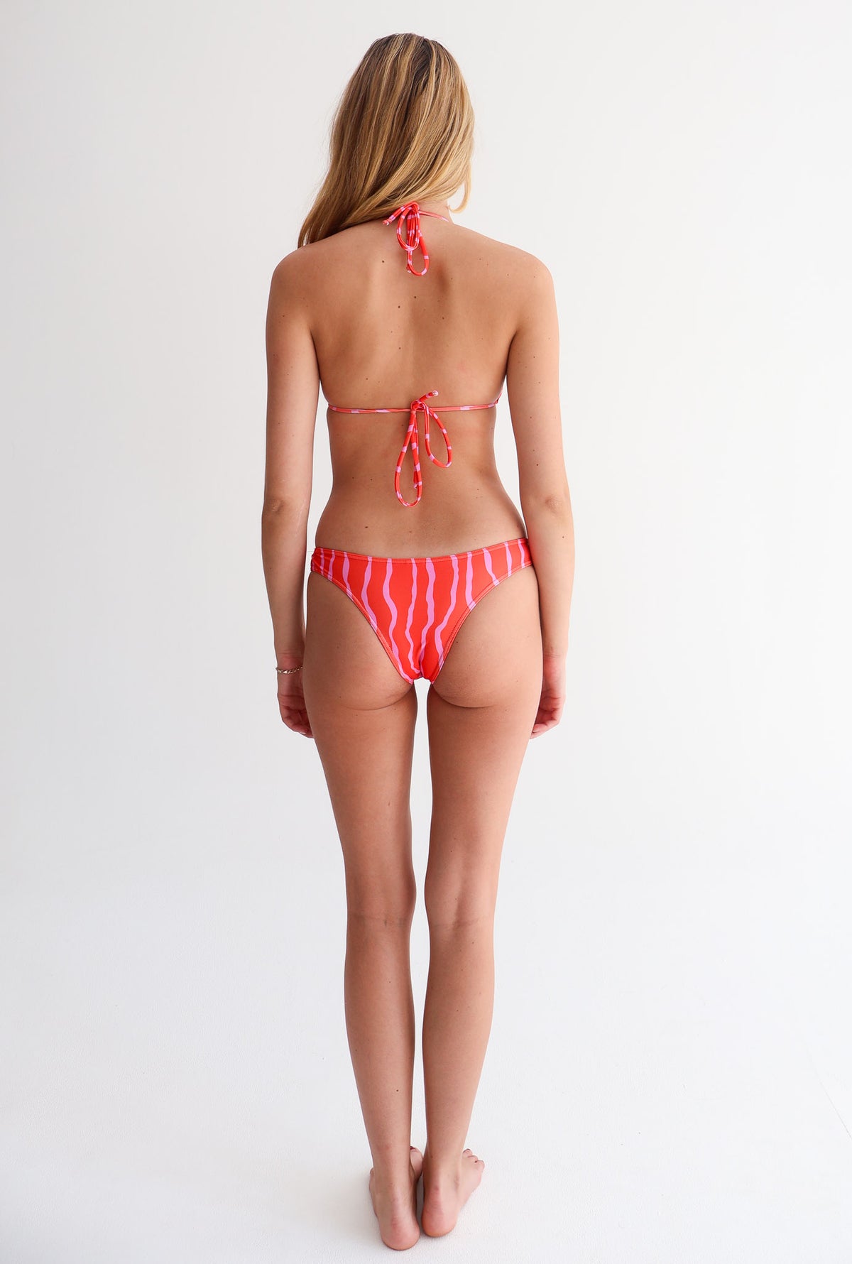 Pink & Orange Squiggle Tie Bikini Top