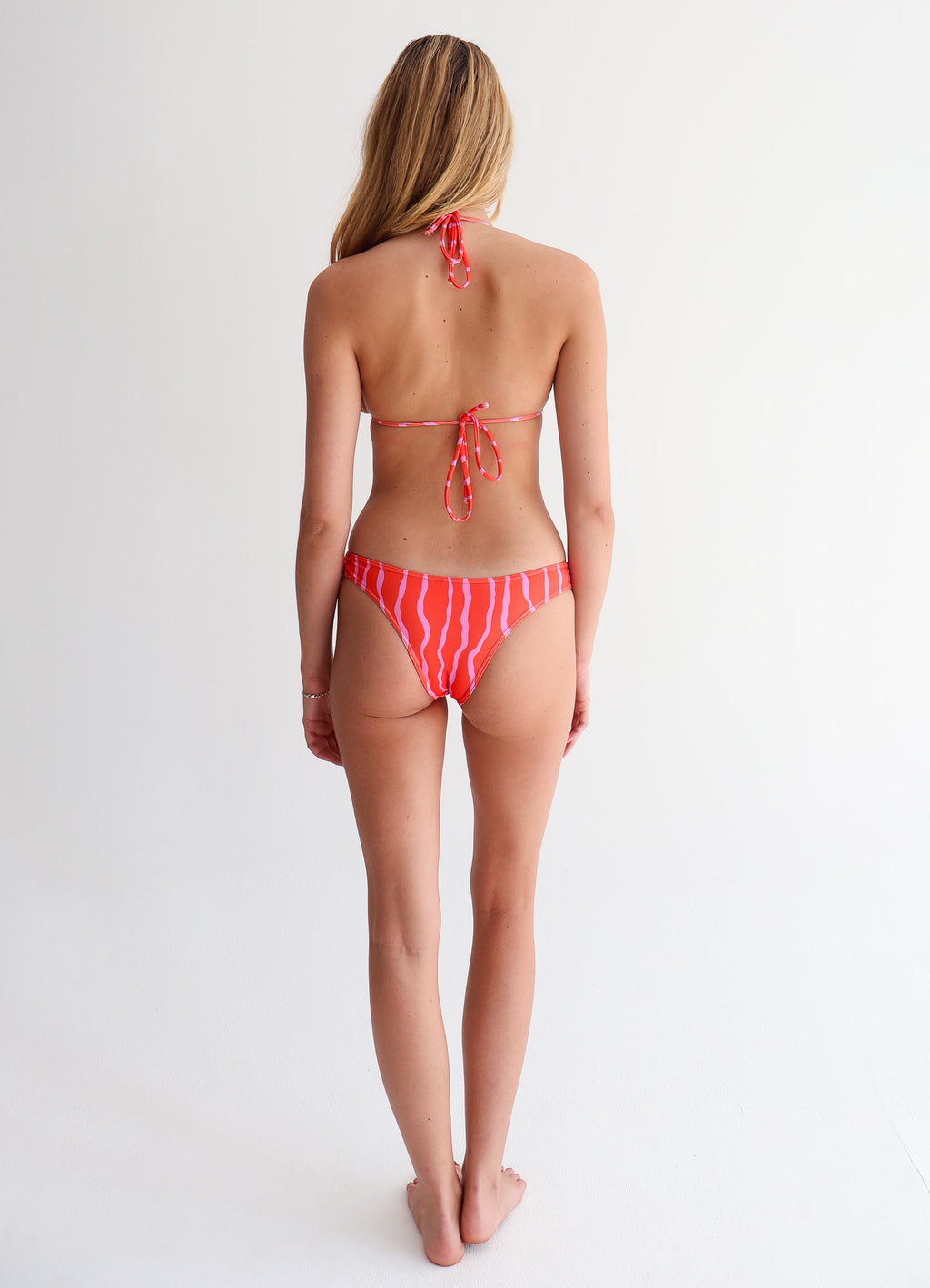 Pink & Orange Squiggle High-Leg Bikini Bottoms