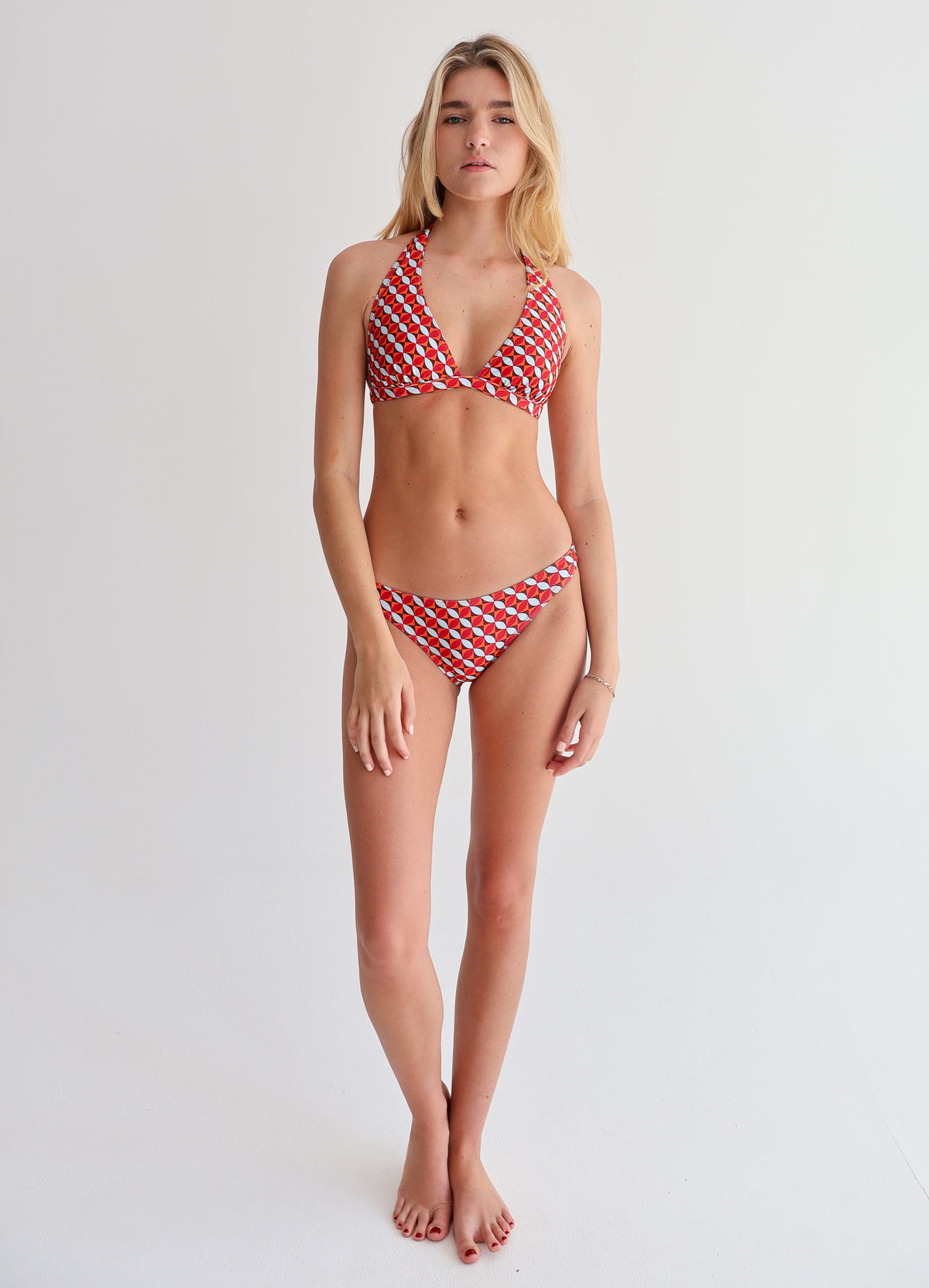 Red Petal Geo Sweetpea Bikini Top