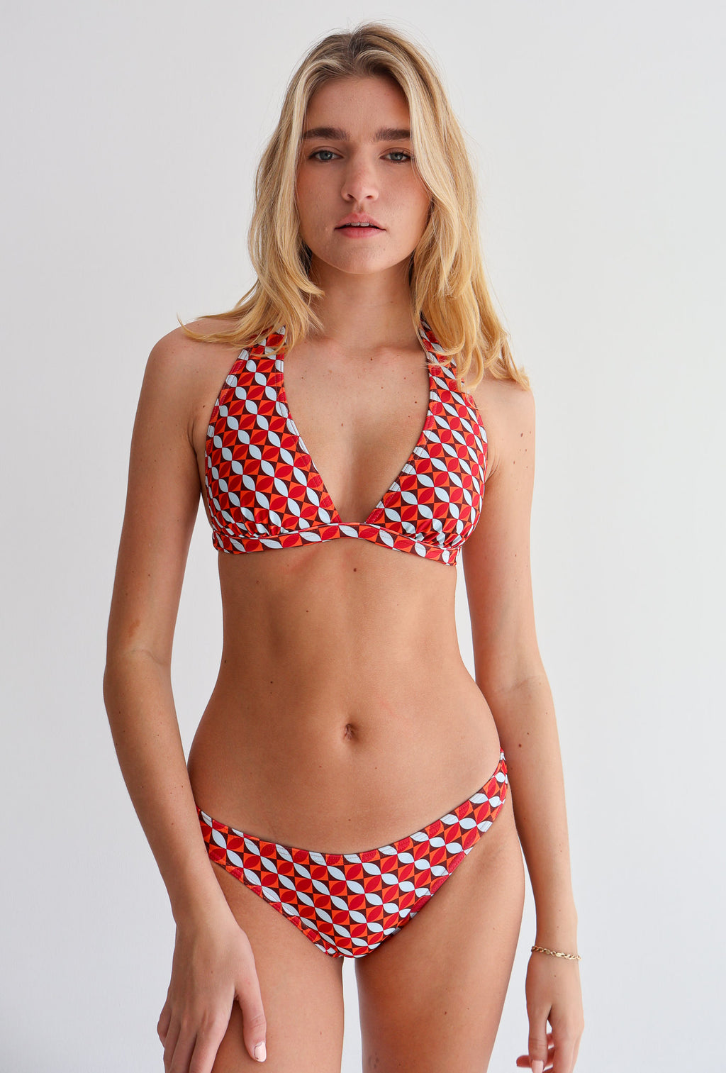 Red Petal Geo Sweetpea Bikini Top