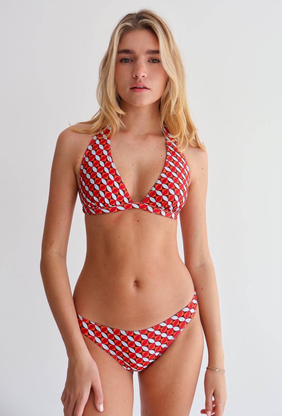 Red Petal Geo Sweetpea Bikini Top