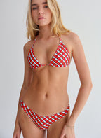 Red Petal Geo High-Leg Bikini Bottoms