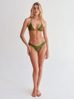 Green Zebra Tie Bikini Top