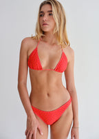 Red Sunrise Tie Bikini Top