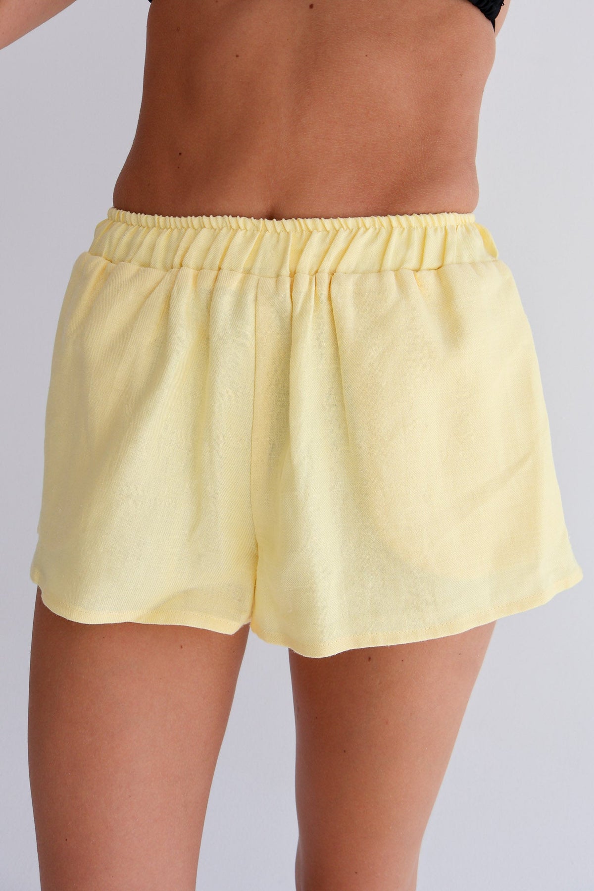 Yellow Linen Shorts