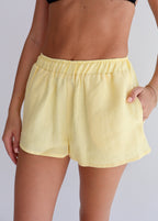 Yellow Linen Shorts