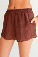 Brown Linen Shorts