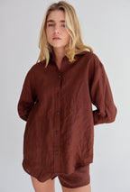 Brown Linen Shorts