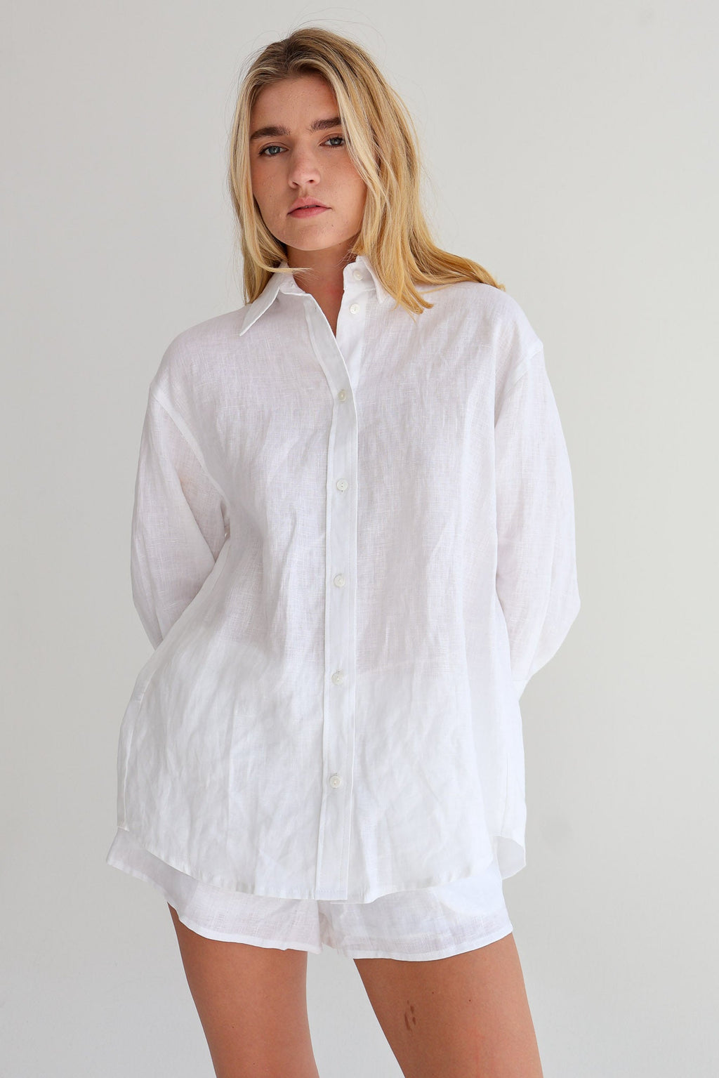 White Linen Shorts