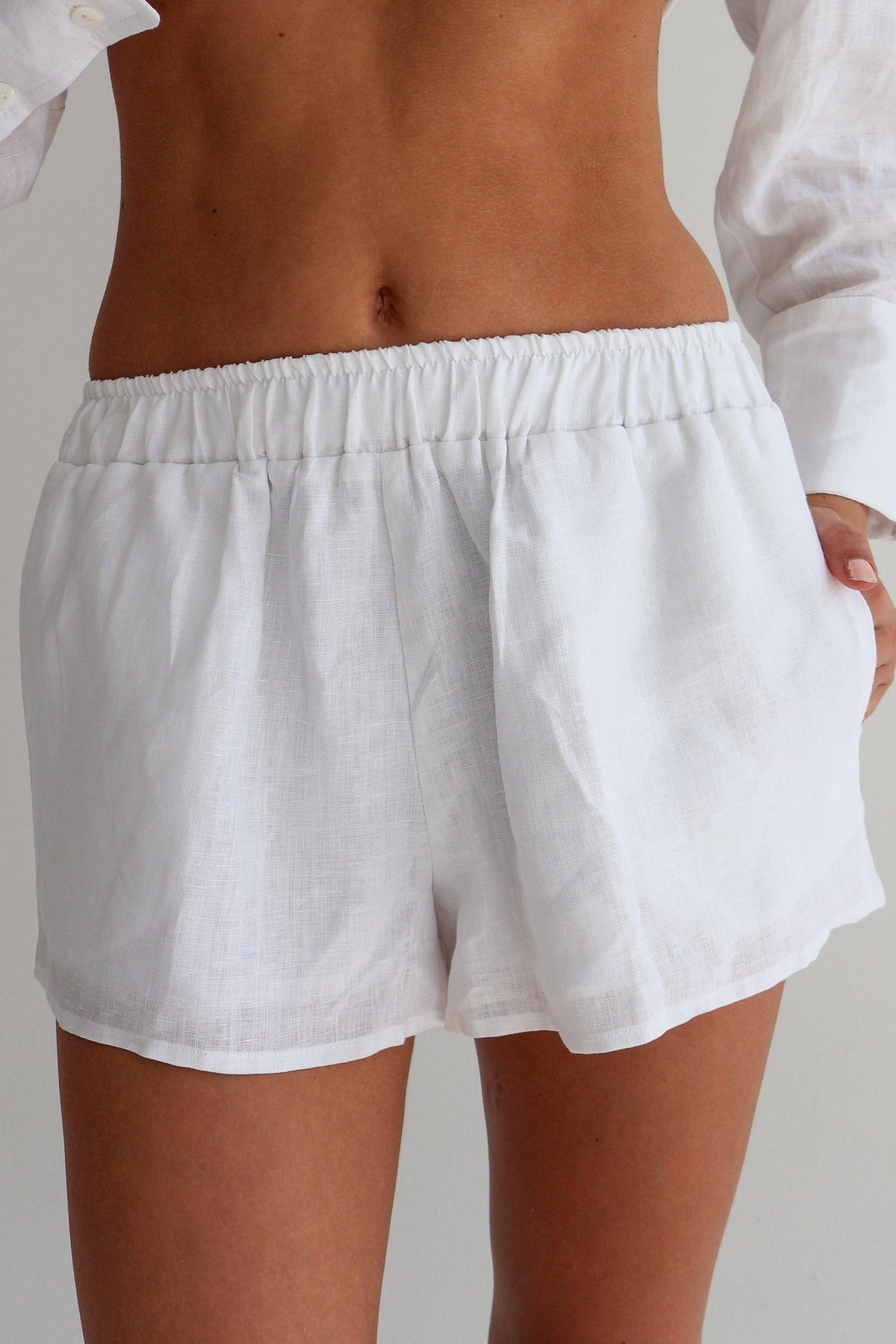White Linen Shorts
