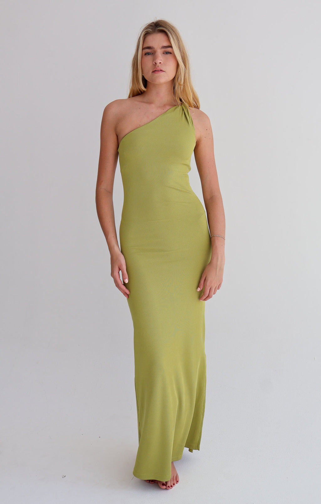 Chartreuse One Shoulder Dress