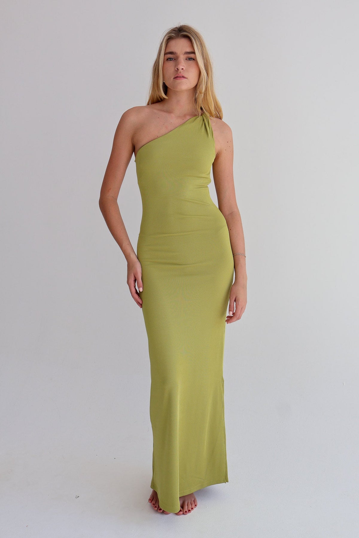 Chartreuse One Shoulder Dress
