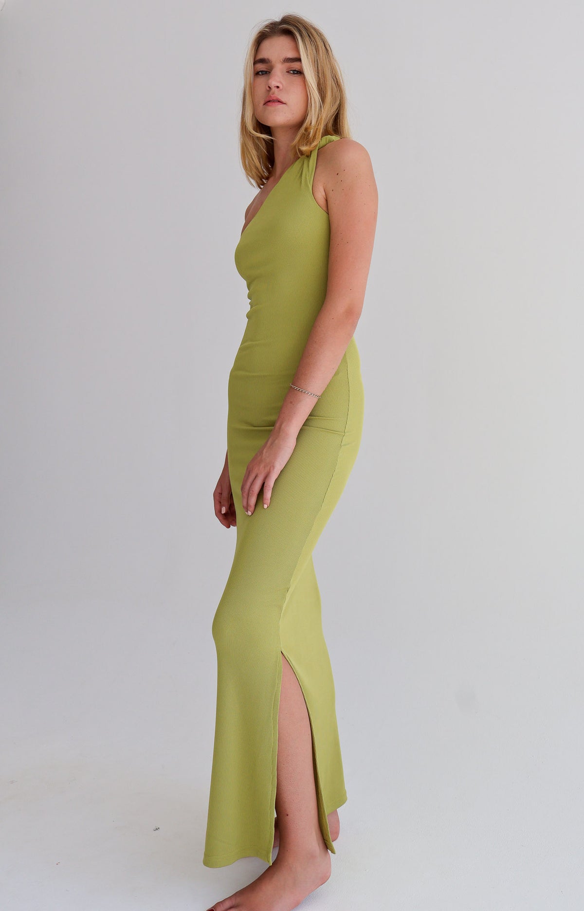 Chartreuse One Shoulder Dress
