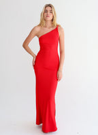 Red One Shoulder Dress