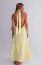 Yellow Linen Tie Top Dress