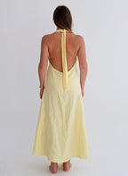 Yellow Linen Tie Top Dress
