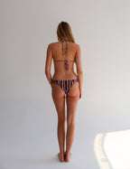 Brown Squiggle High-Leg Bikini Bottoms