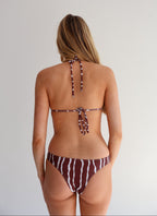Brown Squiggle High-Leg Bikini Bottoms