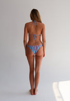 Blue & Red High-Leg Bikini Bottoms