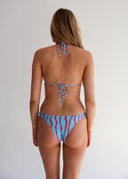 Blue & Red High-Leg Bikini Bottoms