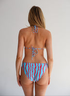 Blue & Red Squiggle Tanga Bikini Bottom