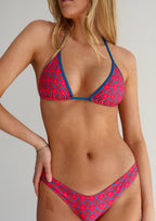 India Pink Contrast Tie Bikini Top