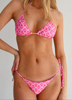 Pink Feather String Bikini Bottoms
