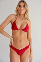 Maroon Tie Bikini Top