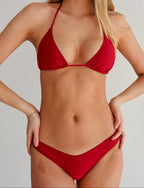 Maroon High-Leg Bikini Bottoms