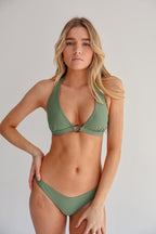 Olive Green Sweetpea Bikini Top with a Ring