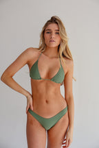 Olive Green High-Leg Bikini Bottoms