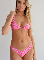 Pink Feather High-Leg Bikini Bottoms