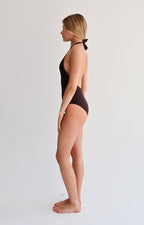 Brown Halter Neck One Piece