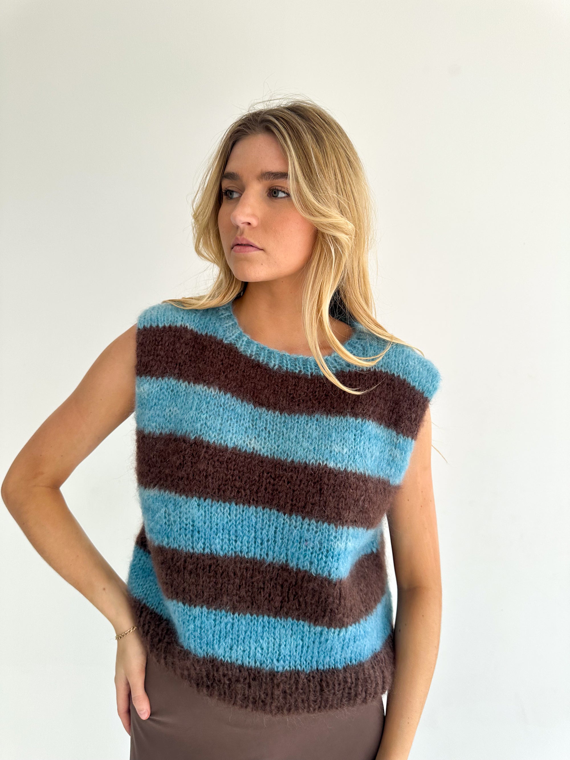 Blue&Turquoise Mohair Vest