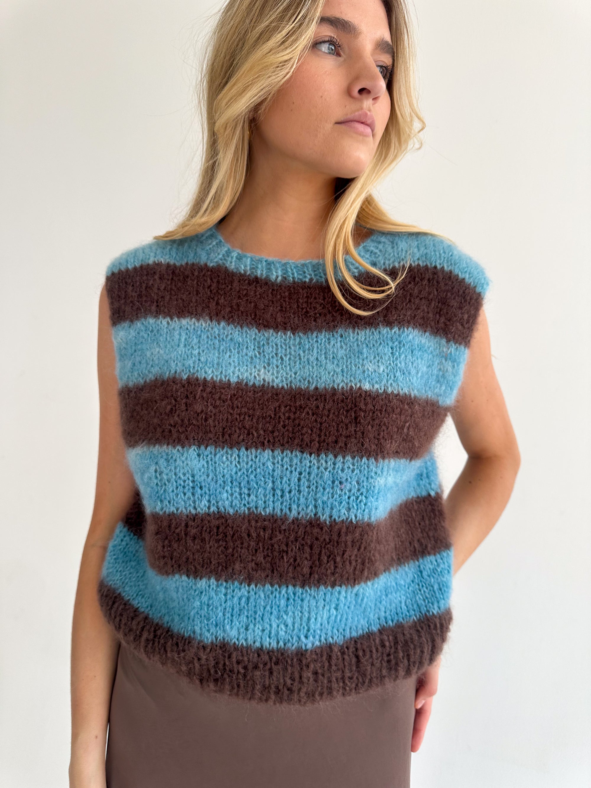 Blue&Turquoise Mohair Vest