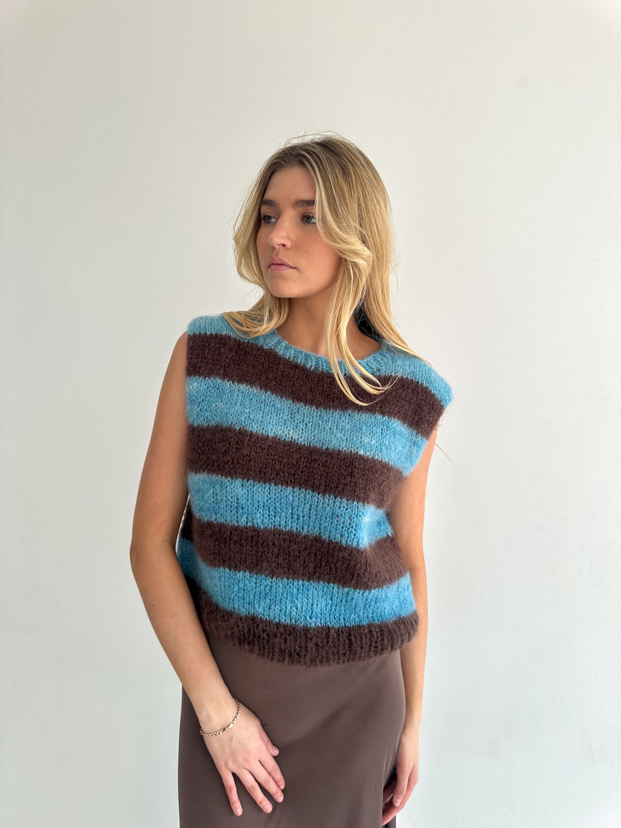 Blue&Turquoise Mohair Vest