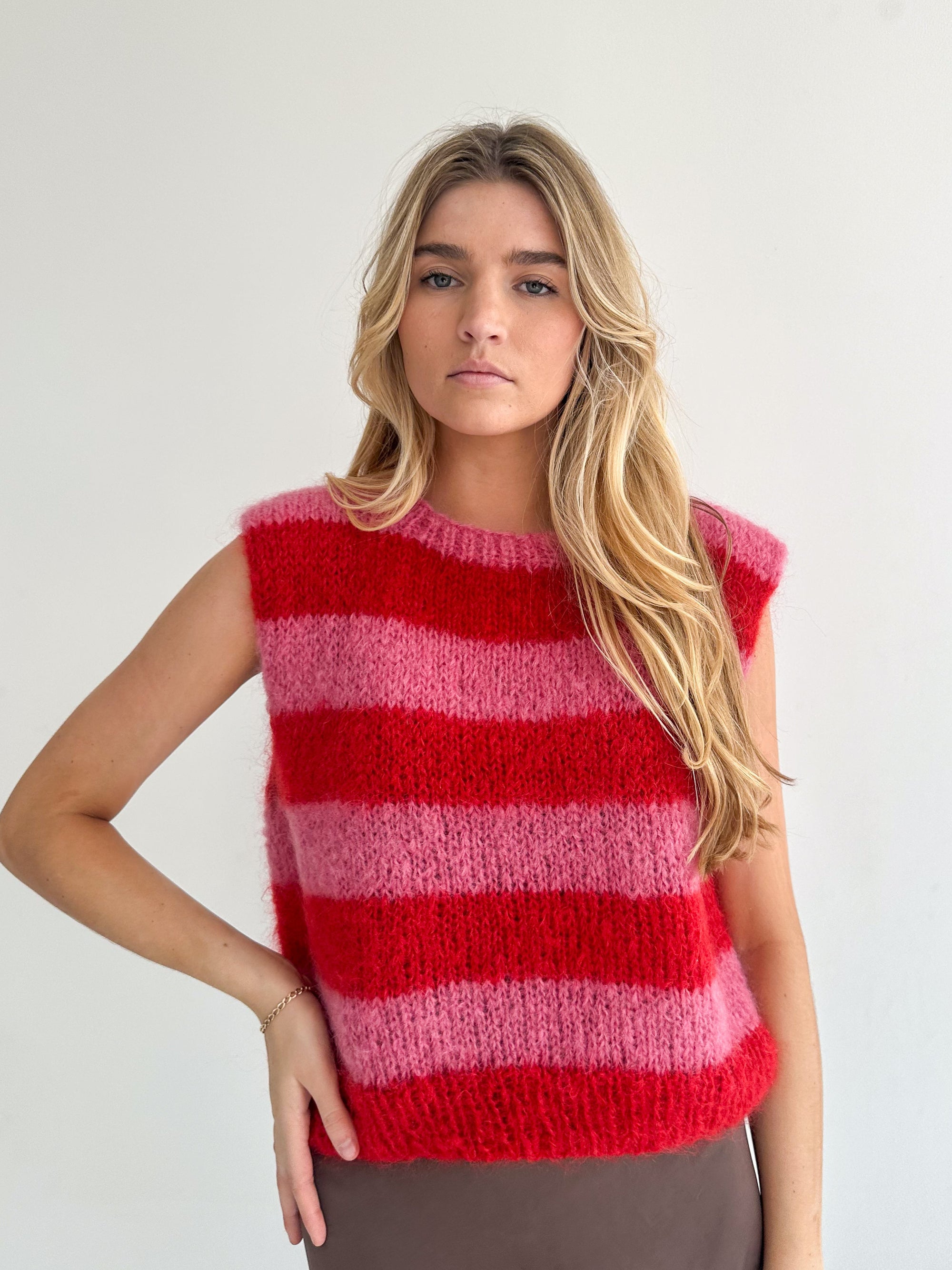 Red&Pink Mohair Vest
