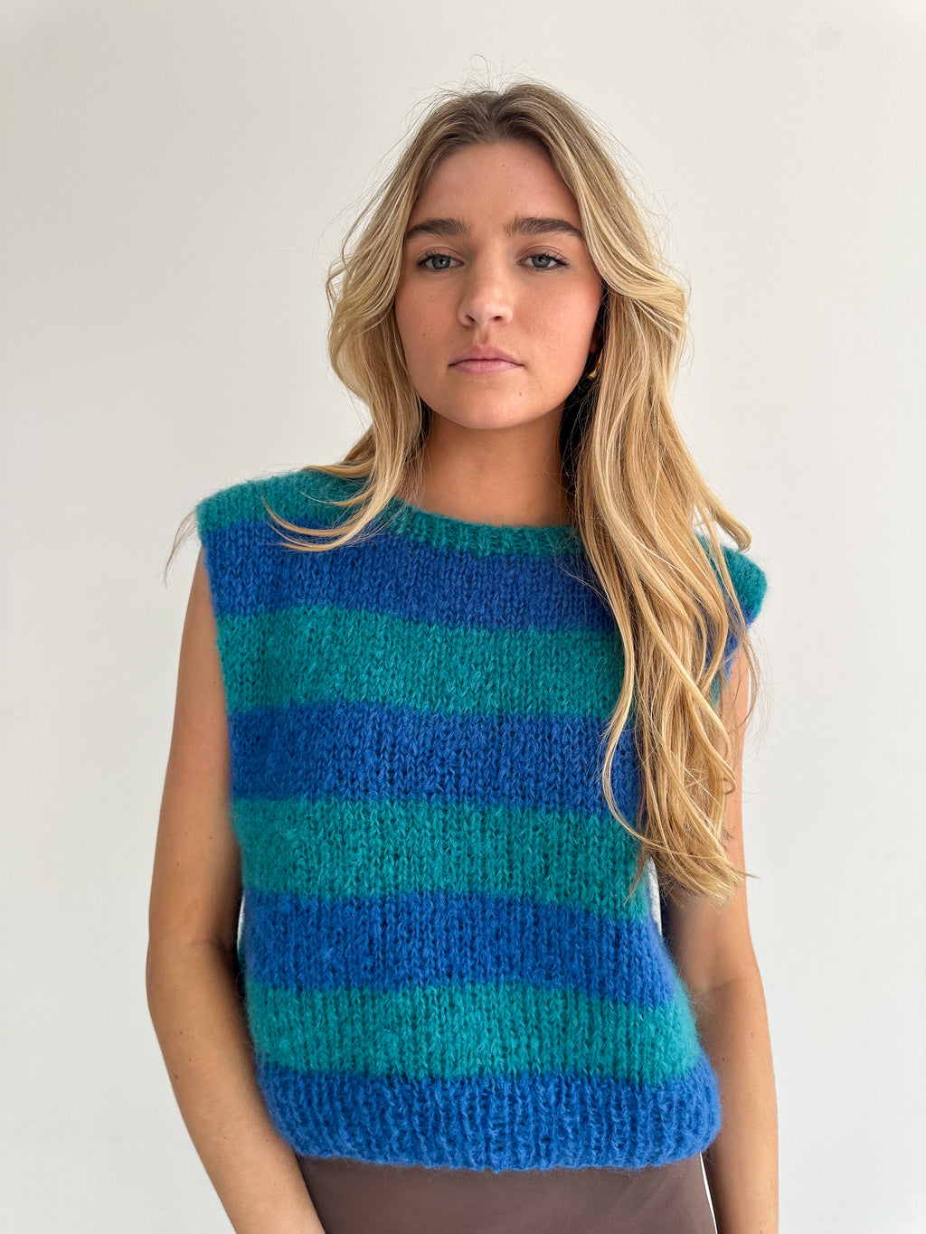 Dark Blue&Turquoise Mohair Vest