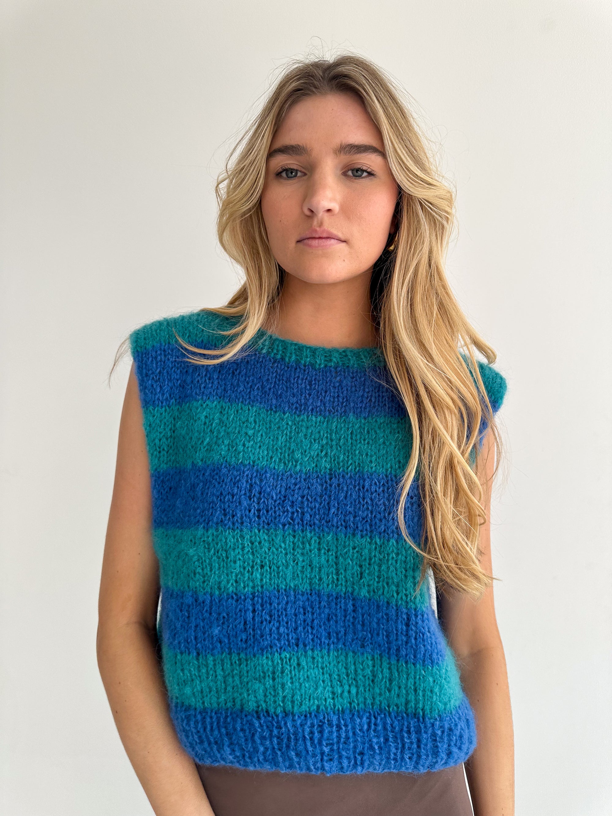 Dark Blue&Turquoise Mohair Vest