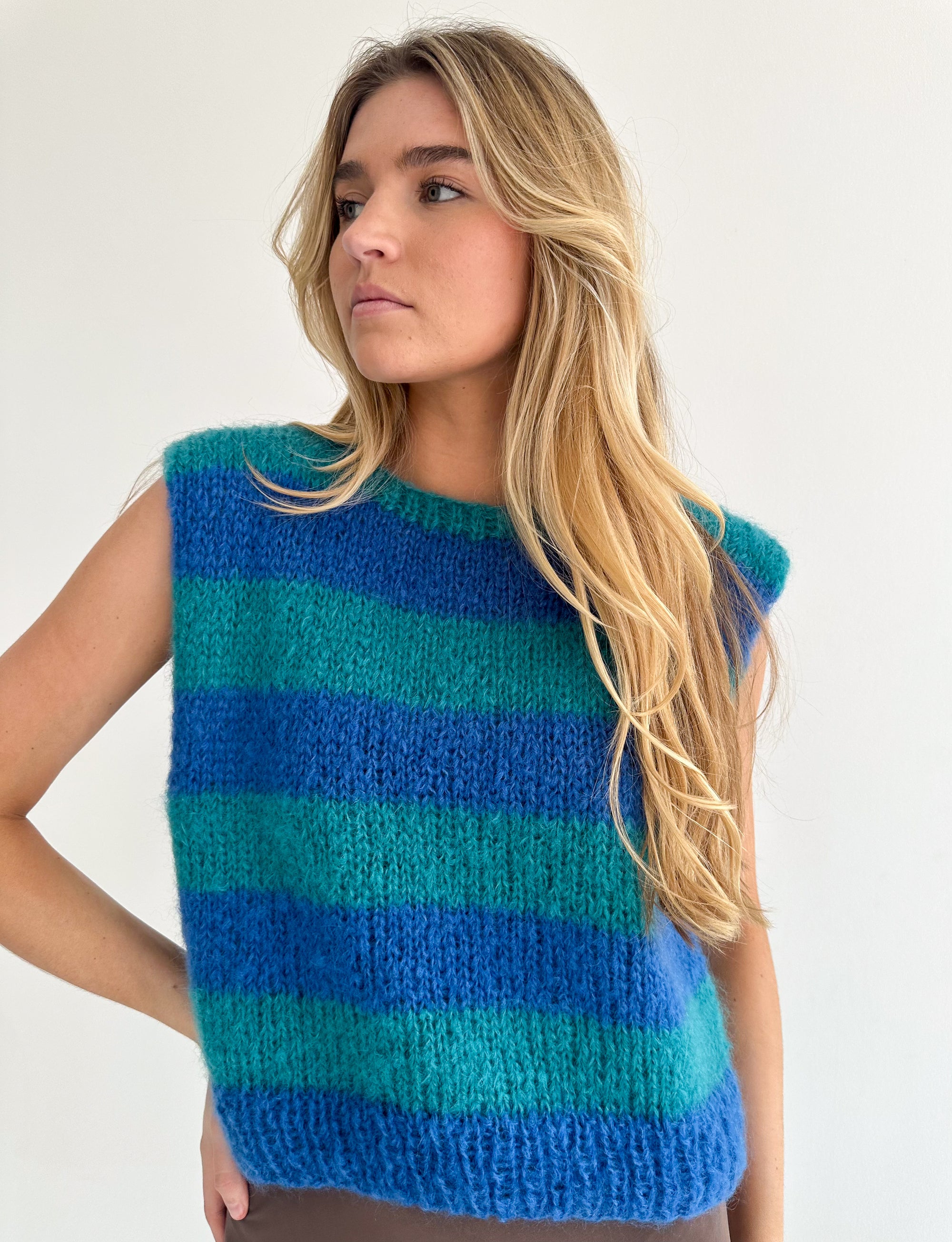 Dark Blue&Turquoise Mohair Vest