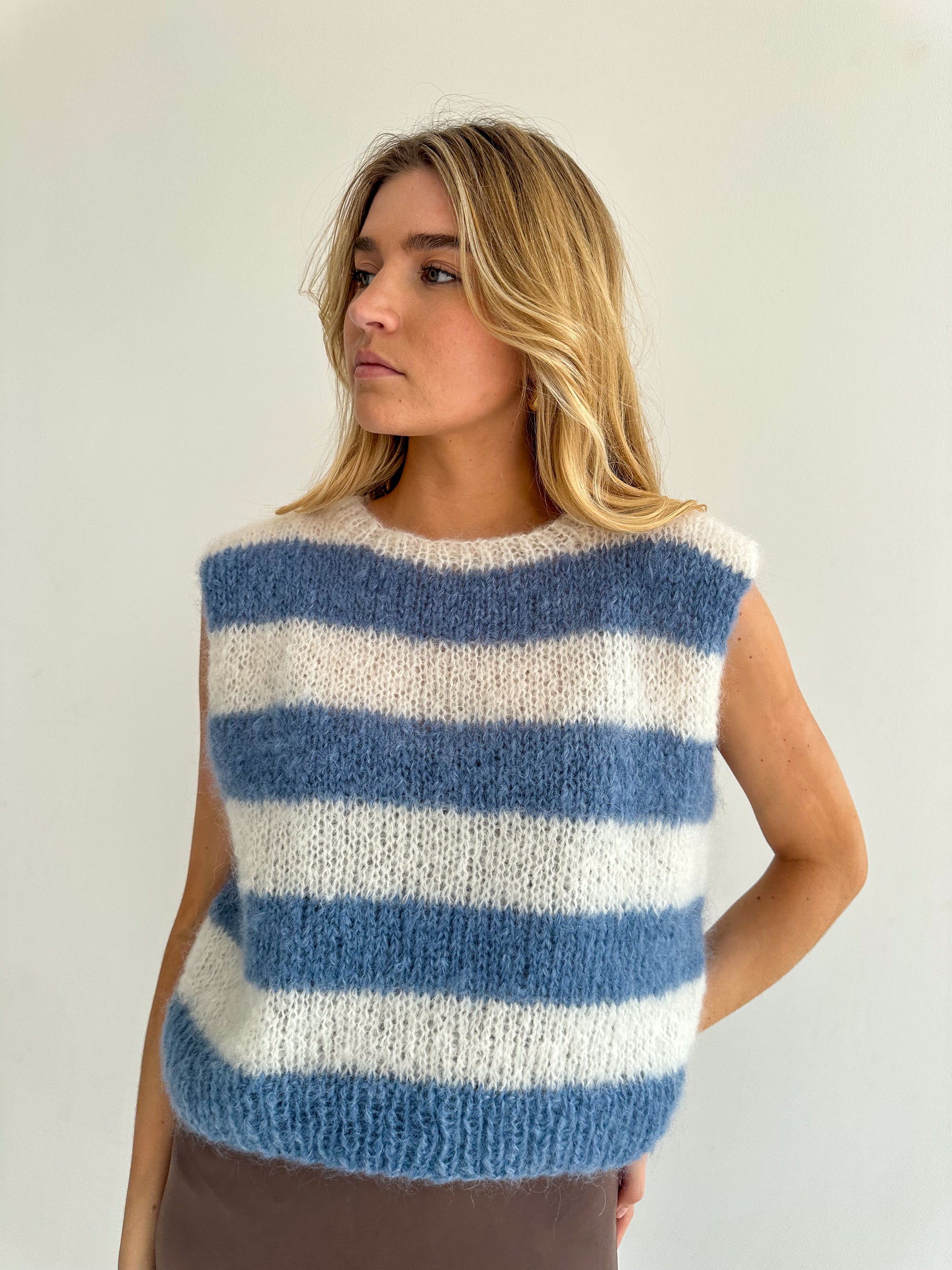 White&Blue Mohair Vest