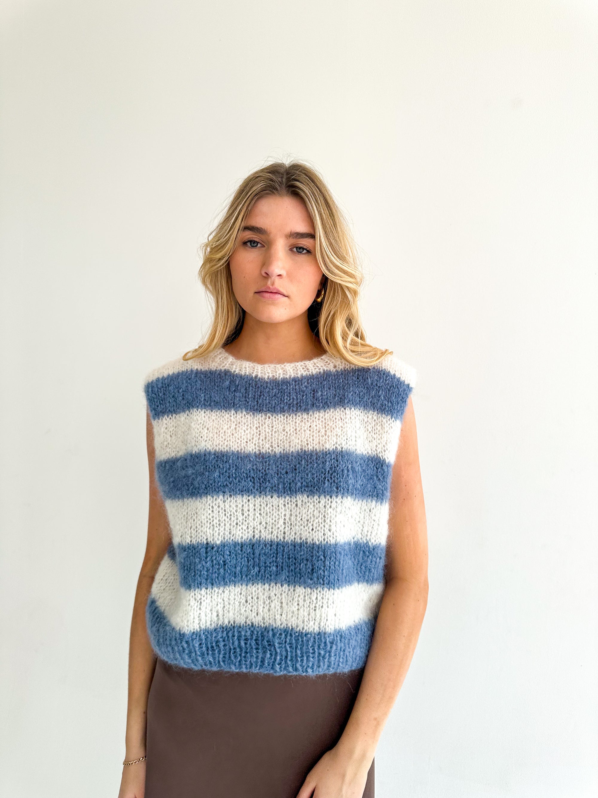 White&Blue Mohair Vest